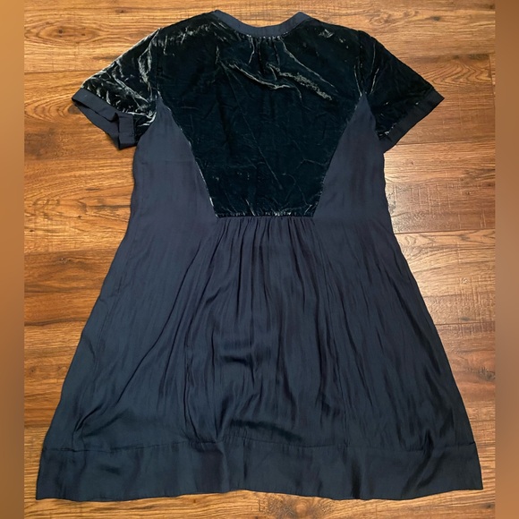 Anthropologie Maeve Ingrid velvet tunic short dress navy blue small petite - Picture 6 of 8